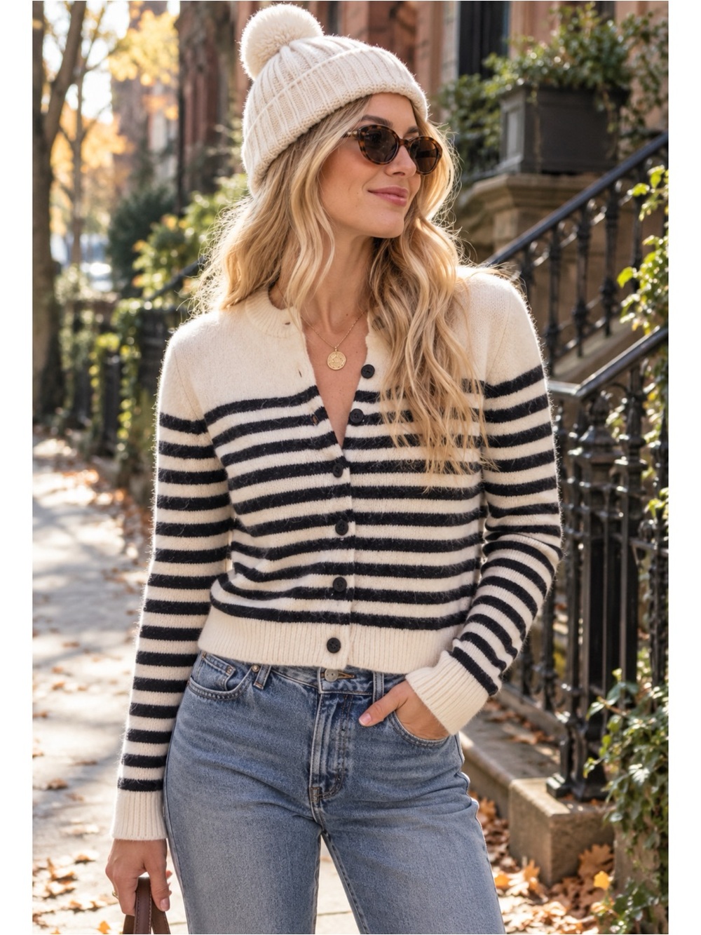 Madewell CloudSoft Shrunken Cardigan Size XS Wool Alpaca Biscuit Gray Stripe New